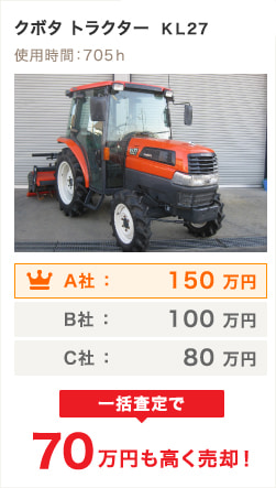 クボタ トラクターの査定結果